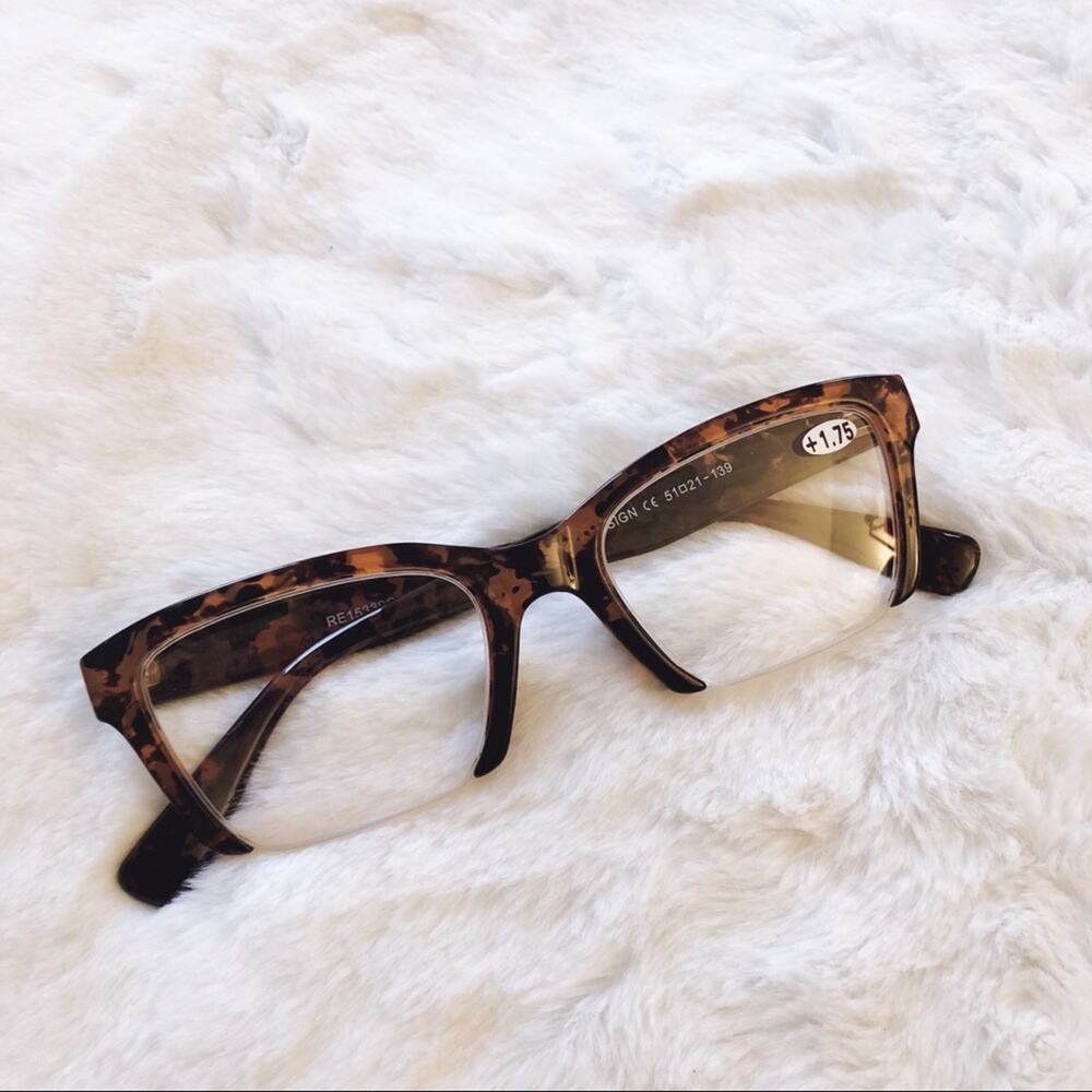Brooke Brown Half Rim Rectangle Reader Glasses - Picture 3 of 11